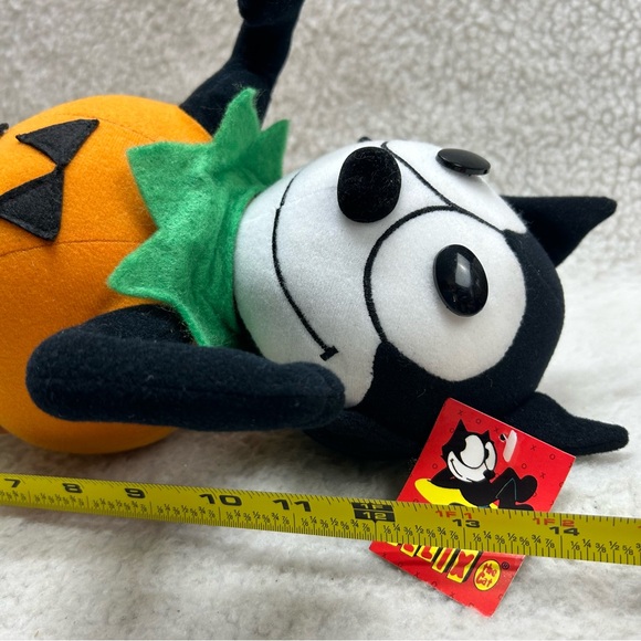 Felix the cat Halloween Plush 12" vintage with tags pumpkin body - Picture 12 of 14